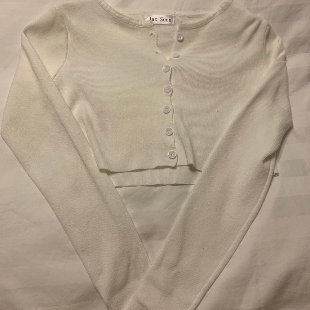 Cropped cardigan in white